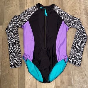 Speedo One Piece Rash Guard Swimsuit nwot